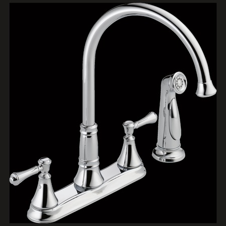 DELTA Operating in Stainless Steel Lined Sockets, 8" Mount, Commercial 3 or 4 Hole Kitchen Faucet 2497LF